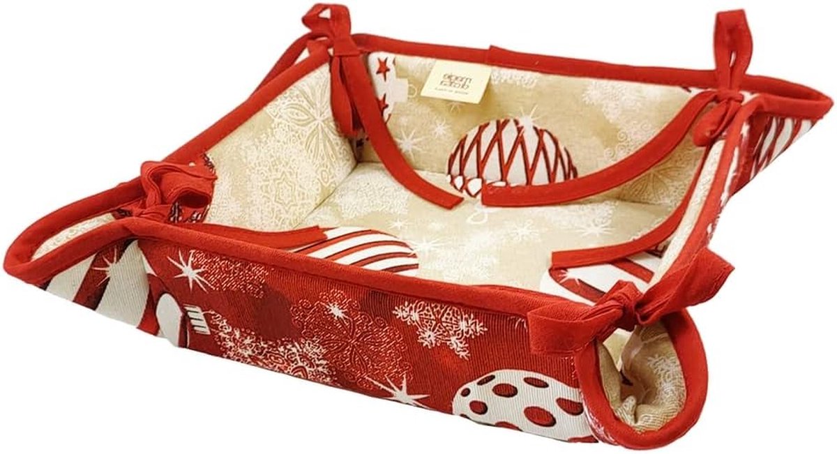 Broodtrommel Kerst - Voedselbewaarbakje - Keuken opbergen - Gewatteerde stof - 20 x 20 cm - Bal