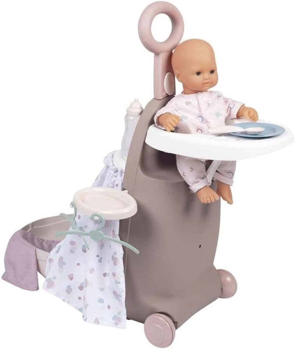 Babyverpleegkoffer - Poppenverzorgingstrolley - Poppen Verzorgen - 3-in-1 Speelfuncties - 25.5 x 25.5 x 62 cm - Wit