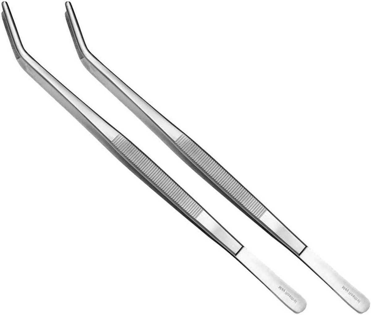 Technische Pincetten - Modelbouw Pincet - Precisiewerk Hobby - Gebogen Roestvrij Staal - 25 cm - Zilverkleurig