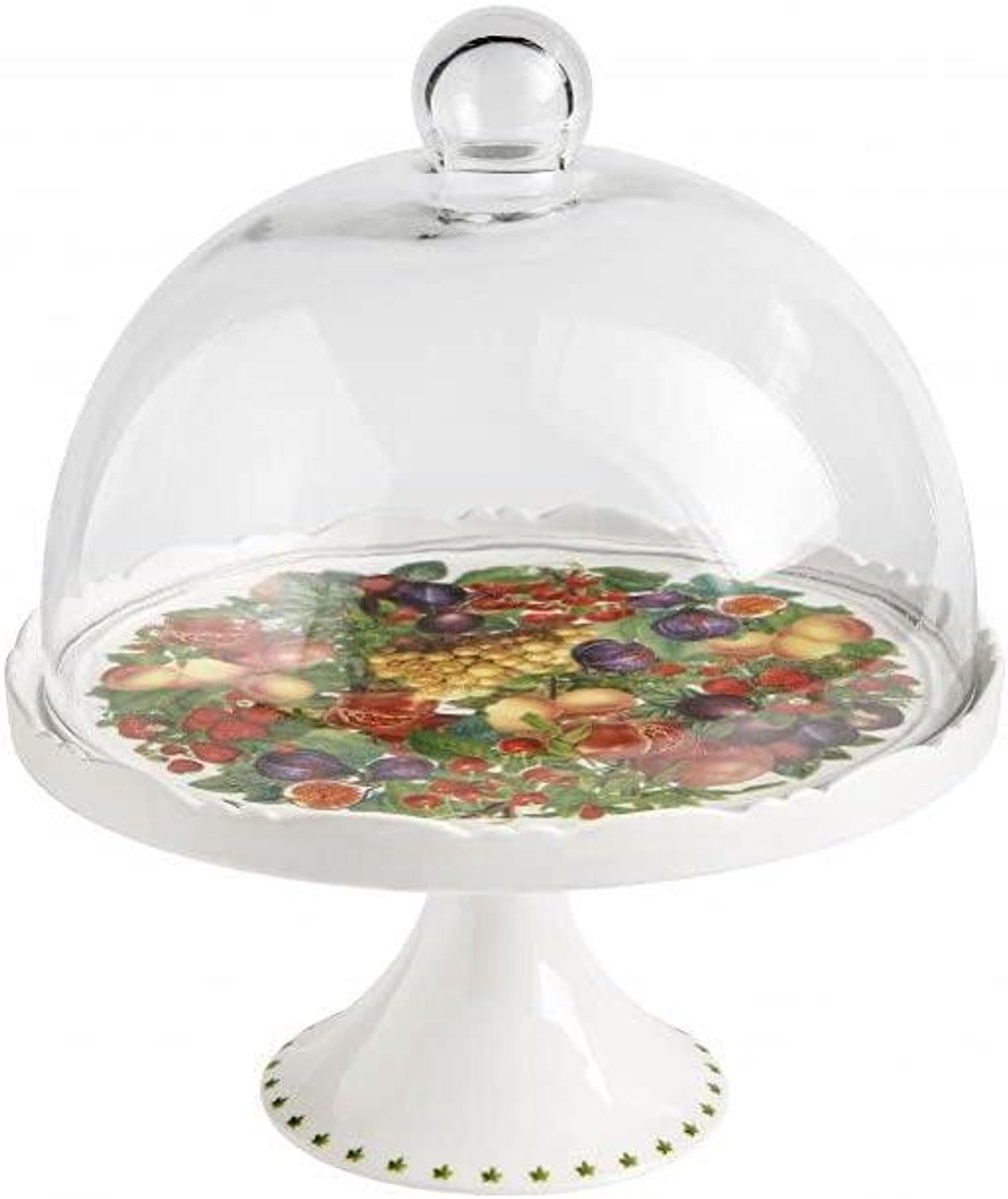 Taartstandaard - Etagère Serveerschaal - Taarten Presenteren - Glas en Porselein - 225 x 26 cm - Glanzend