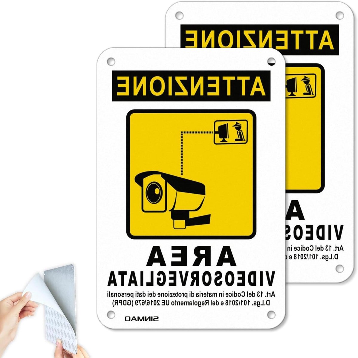 Waarschuwingsbord Videobewaking - Camera Beveiliging - Terrein Beveiligen - Aluminium Reflecterend - 10x15 cm - Aluminium