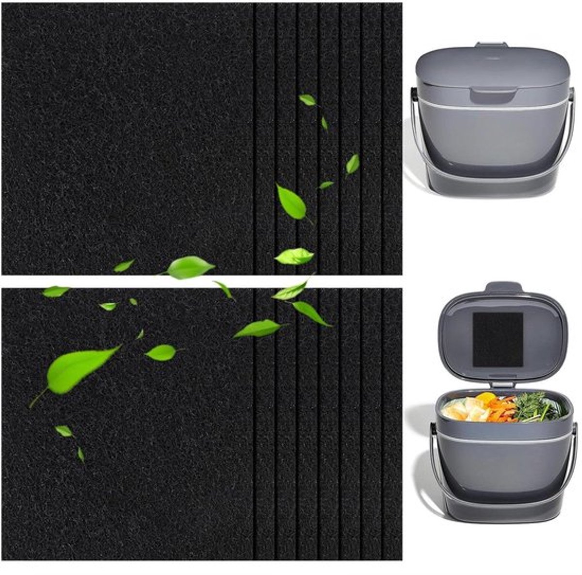 16 stuks actieve koolstoffilters voor compostbak - Universele maat