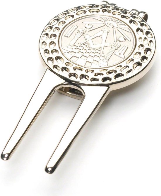 Golf Divot Reparatie Tool met Magnetische Golfbal Marker - Verzilaverd Vrijmetselaars Ontwerp — afbeelding 2