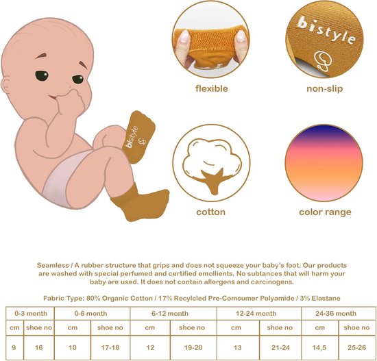 Babysokken biologisch katoen - Warme wintersokken peuter - Veilig Lopen Leren - ABS Antislip zool - 3 paar - Grijs — afbeelding 5