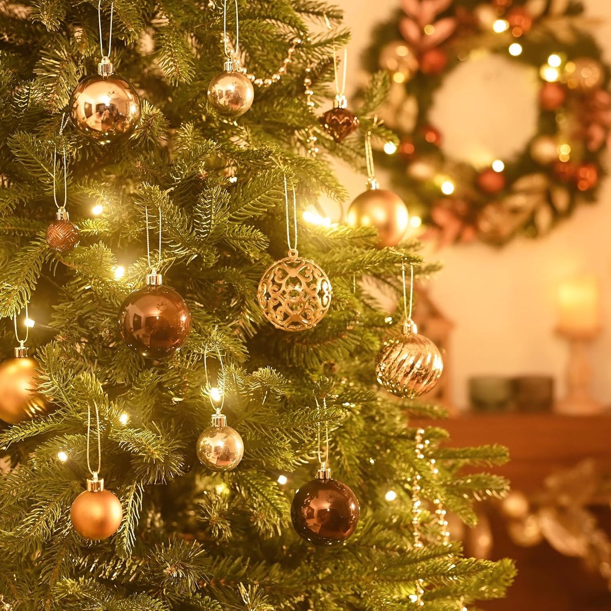 Kerstballen Set - Kerstdecoratie Ballen - Kerstboom Versieren - Origineel Design - 100 stuks - Brons en Goud – foto 4