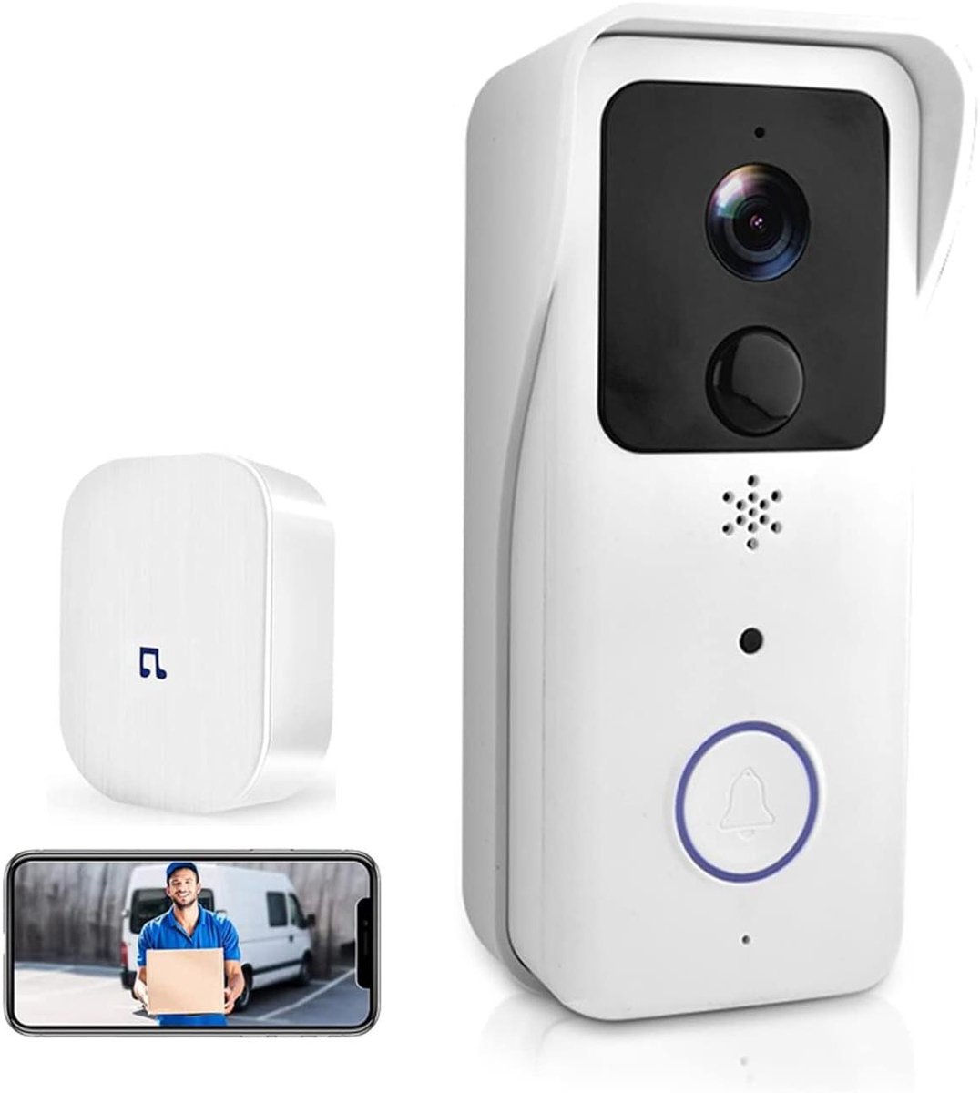 Videodeurbel - Slimme Intercom - Veiligheid Thuis - 2K HD Nachtzicht - IP65 Waterdicht - Zwart