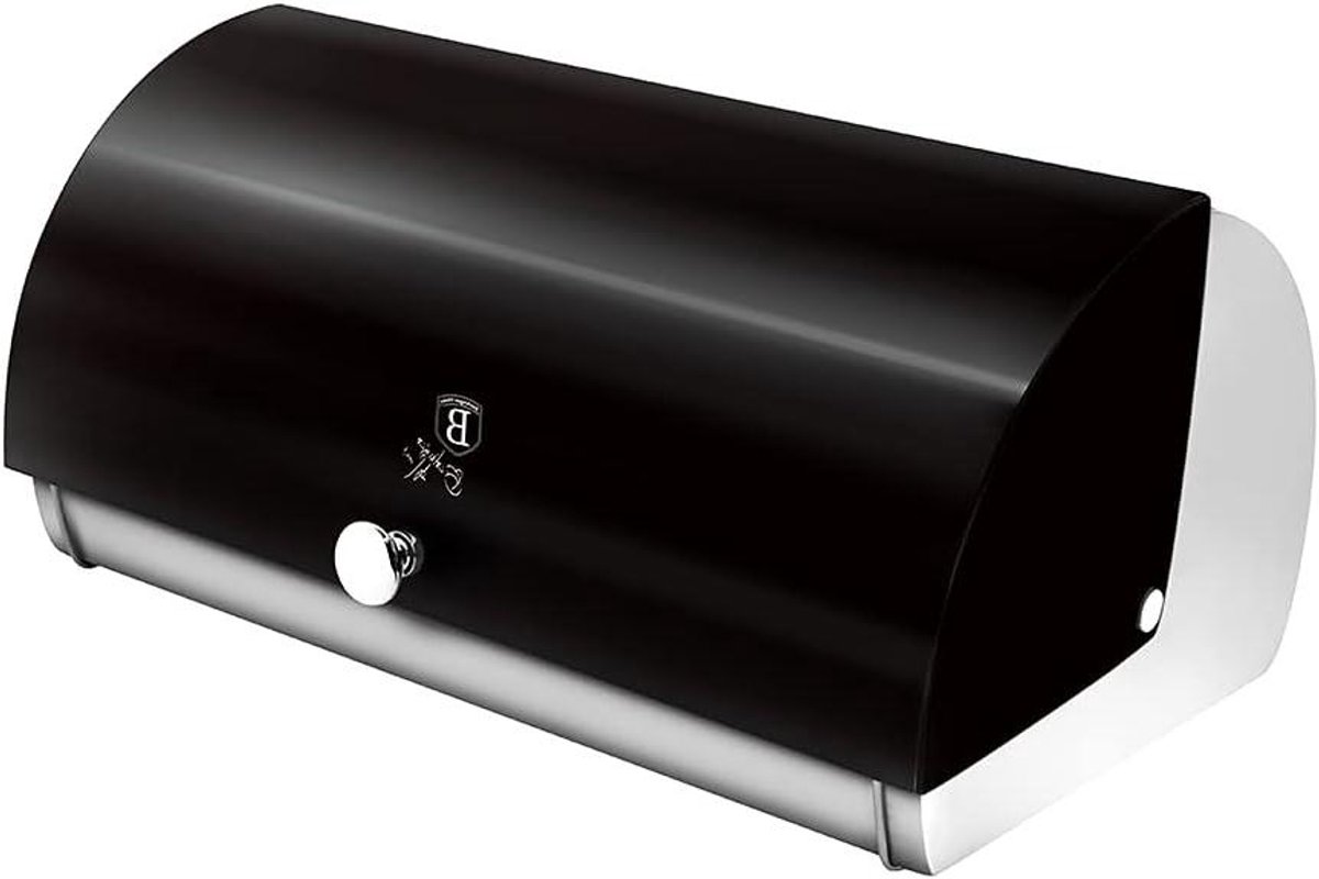 Broodtrommel - Brooddoos - Brood Vers Houden - Roestvrij Staal - 38.5x28x18.5 cm - Zwart Zilver
