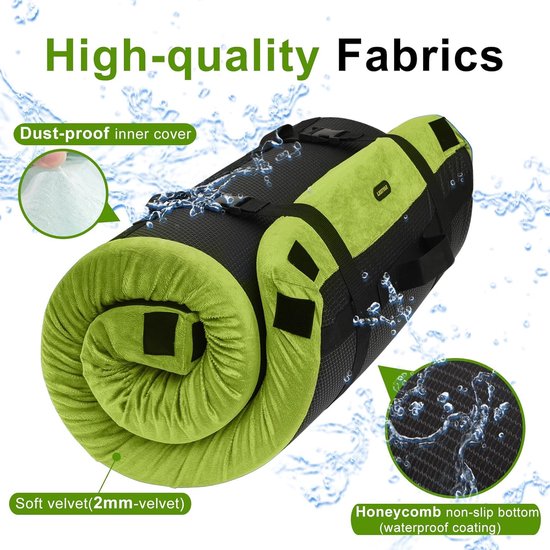 Camping Matras - Slaapmat Opvouwbaar - Kamperen en Reizen - Traagschuim Dubbellaags - 75x30x3 inch - Groen — afbeelding 4
