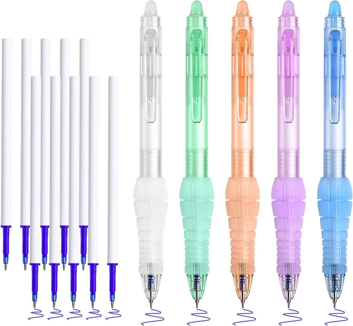 Uitwisbare Gelpennen - Rollerball Pennen - Foutloos Schrijven - Met Gum - 05 mm - Blauw