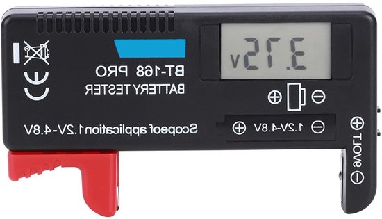 Digitale Batterijtester - Accutester Voltcontrole - Batterijen Controleren - Hoge Precisie - 1.2V-4.8V - Wit
