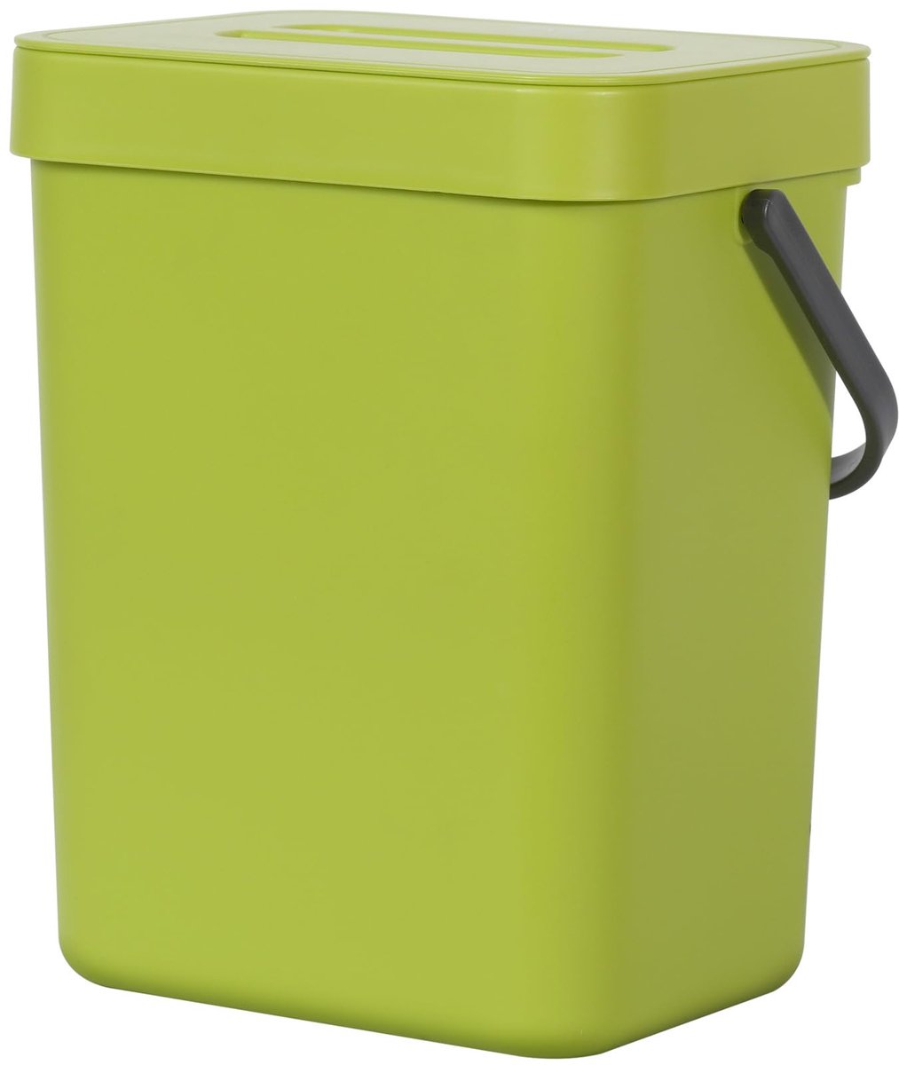 Puro Mini aan de muur gemonteerde vuilnisbak met deksel, binnenemmer voor voedselafval, compostemmer van 0,79 g/3 l, kleine hangende prullenbak voor keuken (groen)
