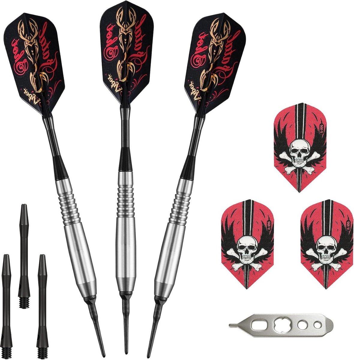 Soft Tip Darts - Dartpijlen Set - Dart Gooien - Messing Vaten Speciale Coating - 18g - Zilver