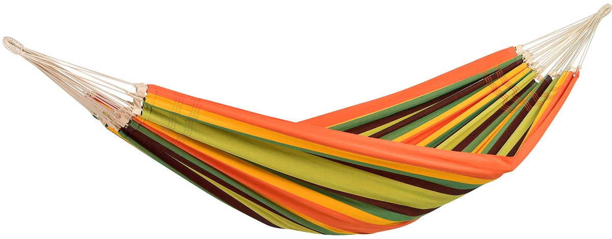 Hangmat Paradiso Esmeralda handgemaakt in Brazilië 250cm x 175cm tot 200kg in kleurrijk gestreept