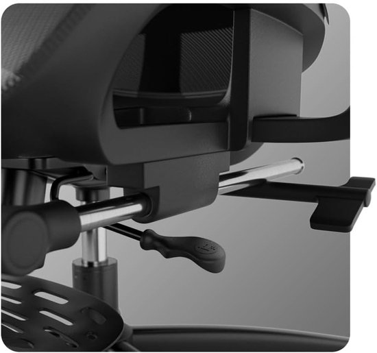 Ergonomische PC Stoel - Draaistoel Bureau - Comfortabel Zitten - Verstelbare Voetensteun - 133 cm Hoog - Zwart — afbeelding 5