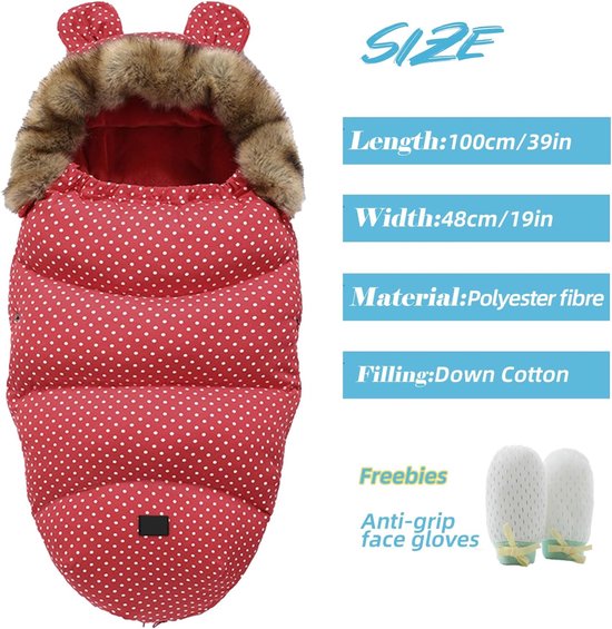 Baby Voetenzak - Winterzak Kinderwagen - Baby Warm Houden - Waterdicht Winddicht - 100 x 48 cm — afbeelding 4