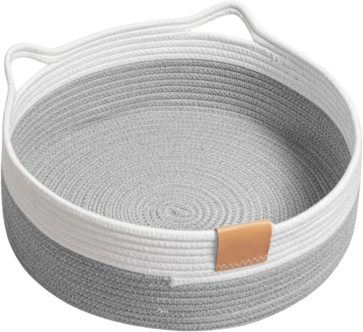 Geweven Kattenbed - Huisdier Mand - Rustige Slaapplaats - Krasbestendig Materiaal - 35 cm Diameter - Lichtgrijs