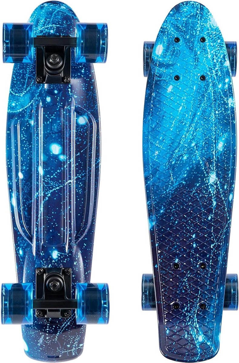 Skateboard Cruiser Mini Skateboard Kinder Skateboard Beginnen met Skaten Knipperende Wielen 22 inch Melkweg