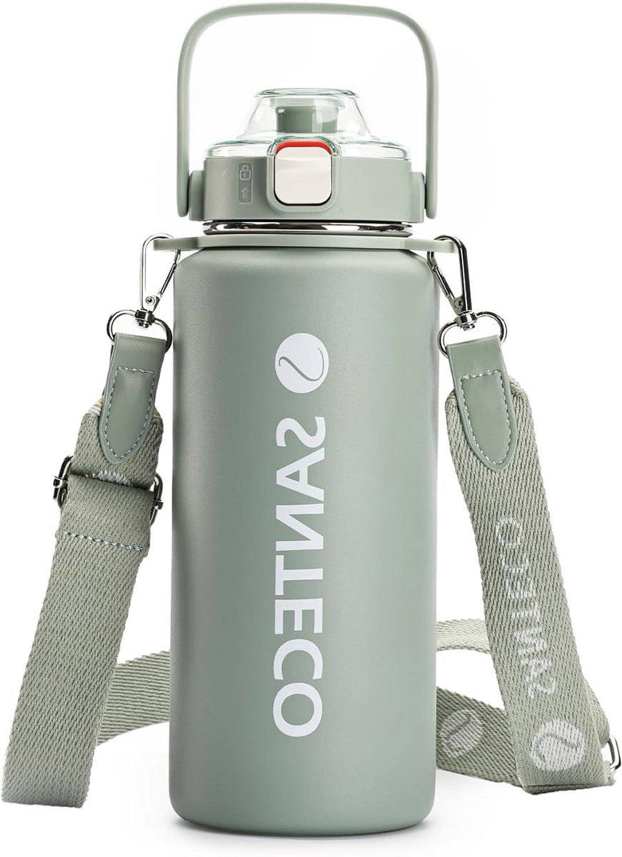 Thermosfles RVS - Waterfles Rietje - Outdoor Activiteiten - Dubbelwandige Isolatie - 12 liter - Grijs