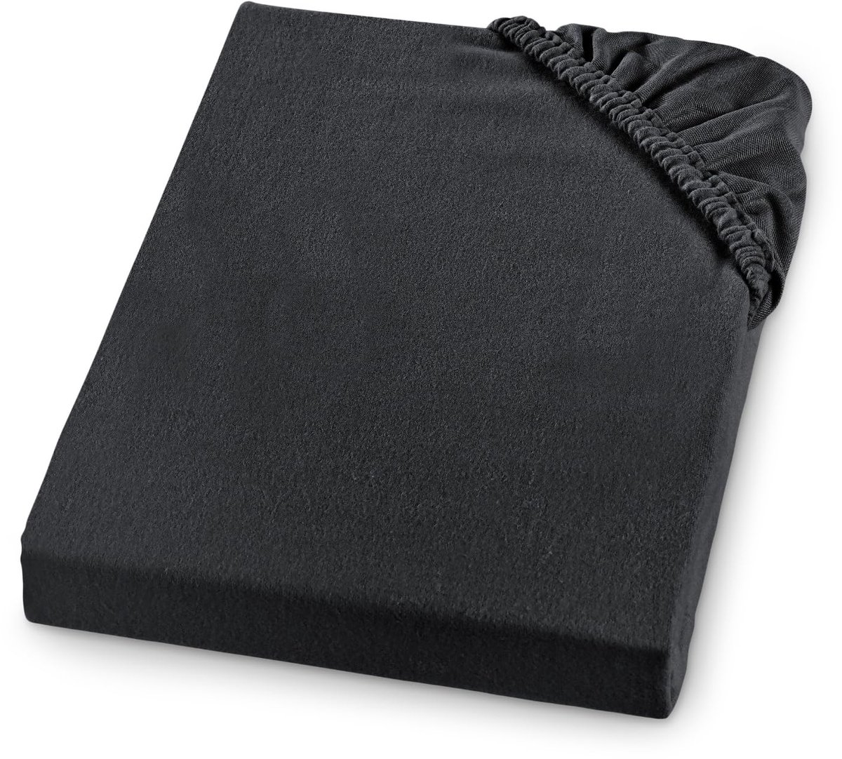 Hoeslaken, flanel, Made in Germany, 100% katoen, elastiek rondom, matrassen tot 23 cm hoog, elastiek rondom, Oeko-Tex, wasbaar tot 60 graden, 200 x 200, antraciet