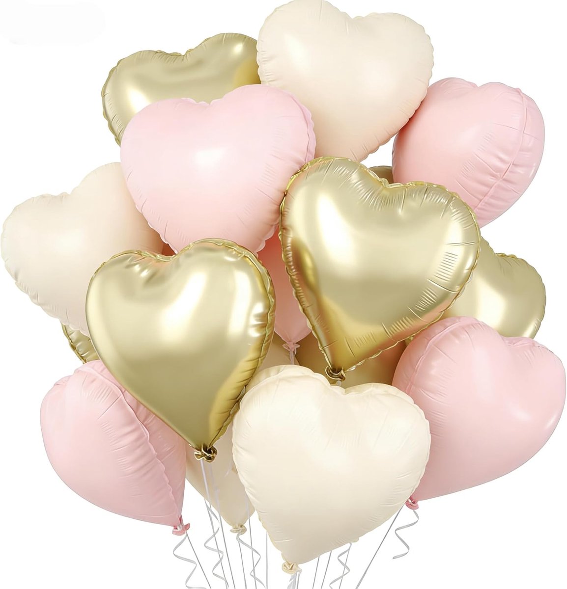 Folienballon, 18 inch (45,7 cm) Herzluftballons Beige Roze Goud, Crème Wit Roze Herzballons Huwelijk, Goud Herz Luftballon Helium Herzform Folienluftballon voor verjaardag Valentijnsdag Verloving