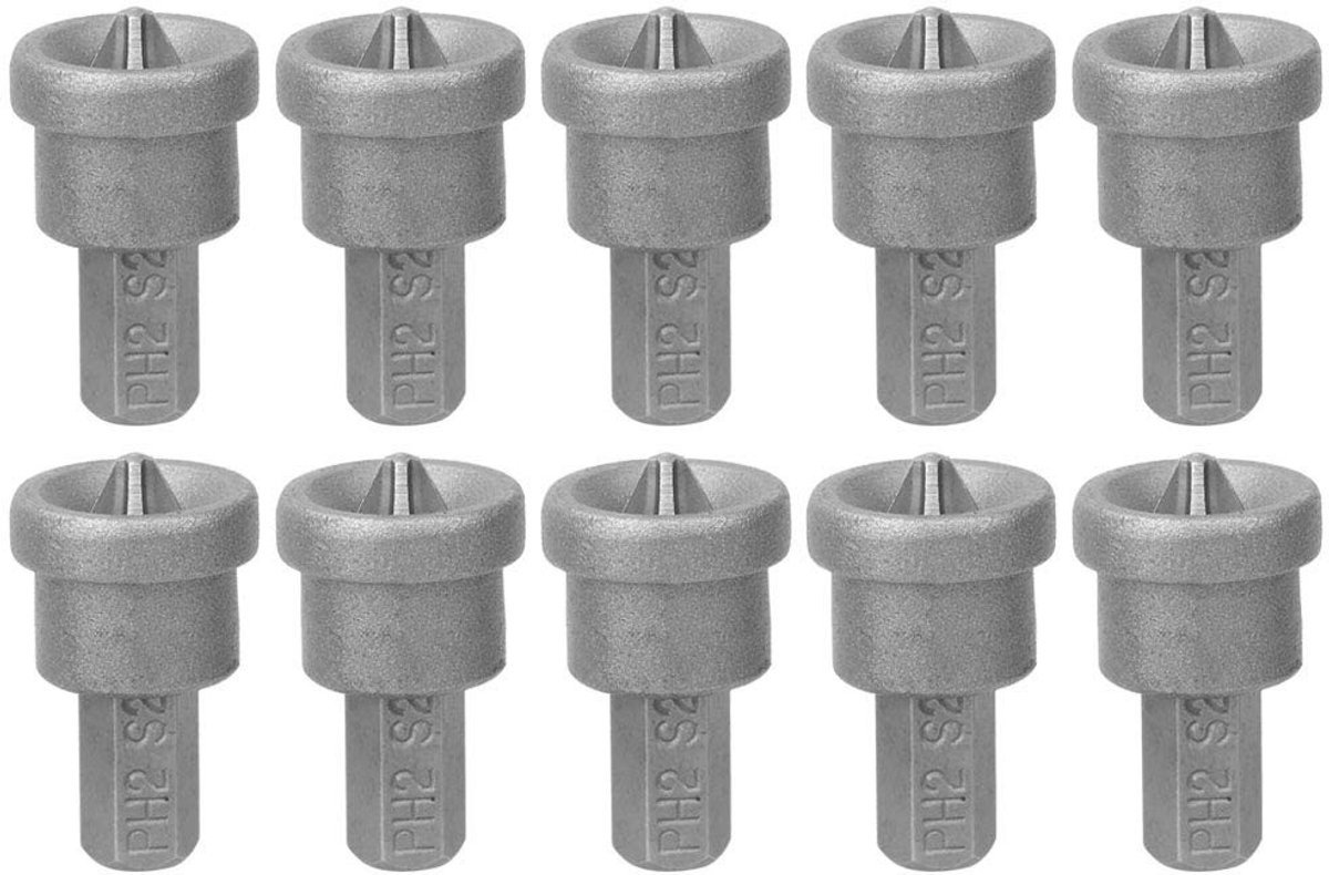 Magnetische PH2 Bits voor Gipsplaten met Diepte-instelling, 25mm, 10 Stuks, Geschikt voor Gipsplaten Schroeven, Duurzaam en Efficiënt