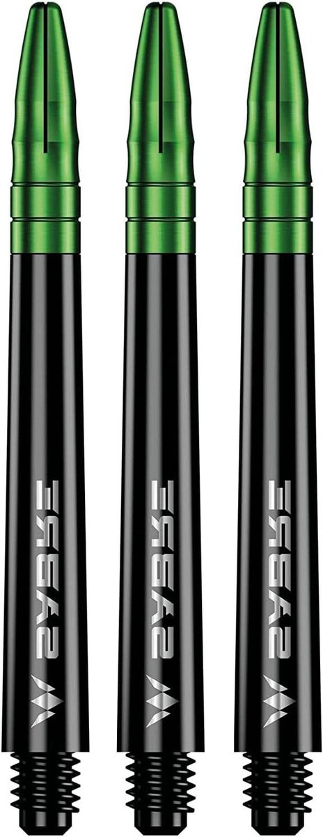 Dart Assen - Shafts - Darts Spelen - Polycarbonaat met Aluminium - 49 mm - Zwart/Groene Top