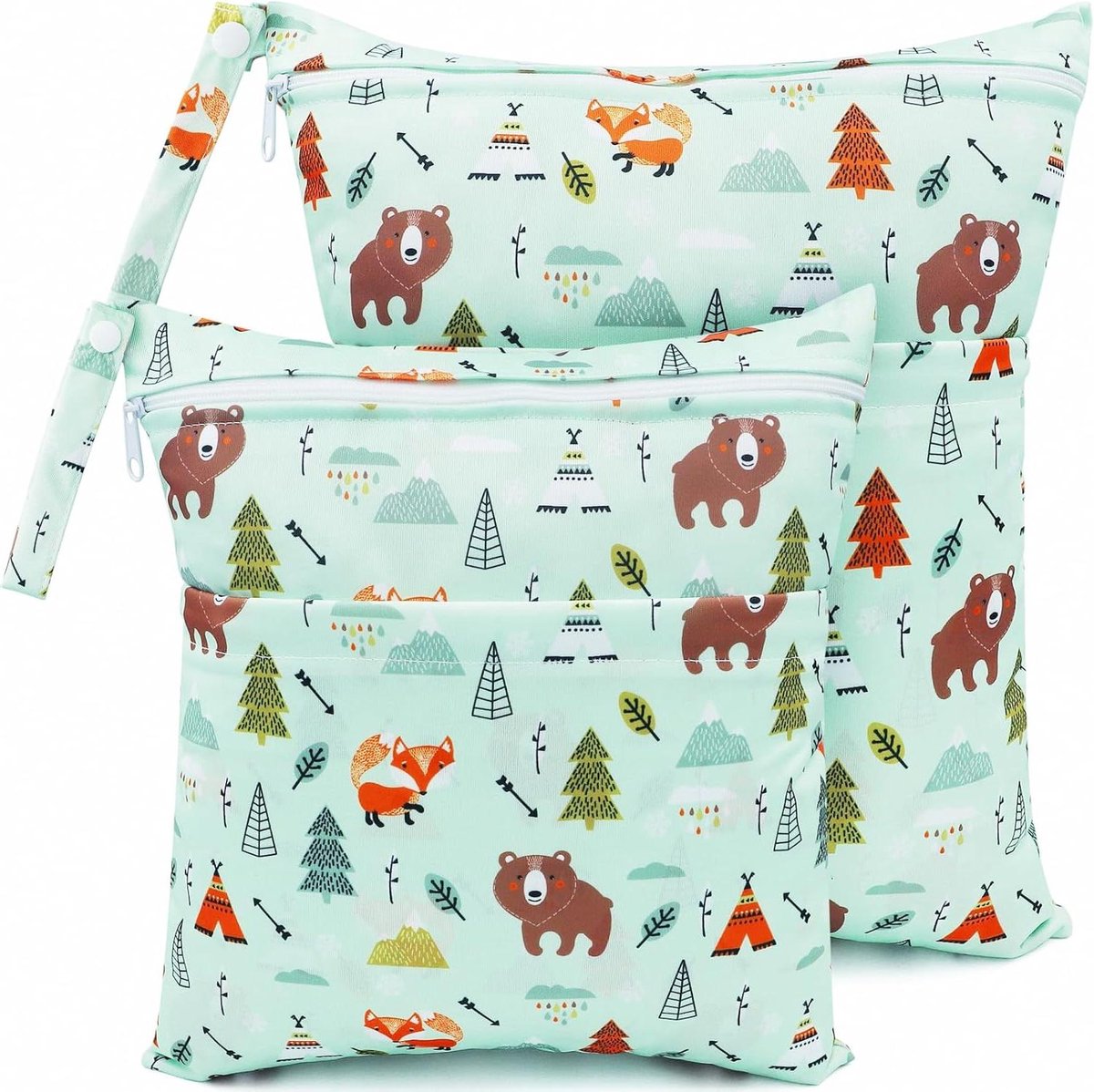 Stoffen Luierzakken - Natte Luiertas - Organiseren van Luiers - Dubbele Rits - 36 x 30 cm - Grijs