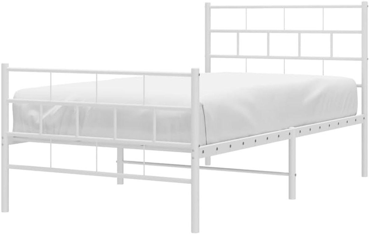 Metalen Bedframe - Ledikant Ombouw - Slaapkamer Inrichten - Robuuste Stalen Constructie - 90x200 cm - Wit