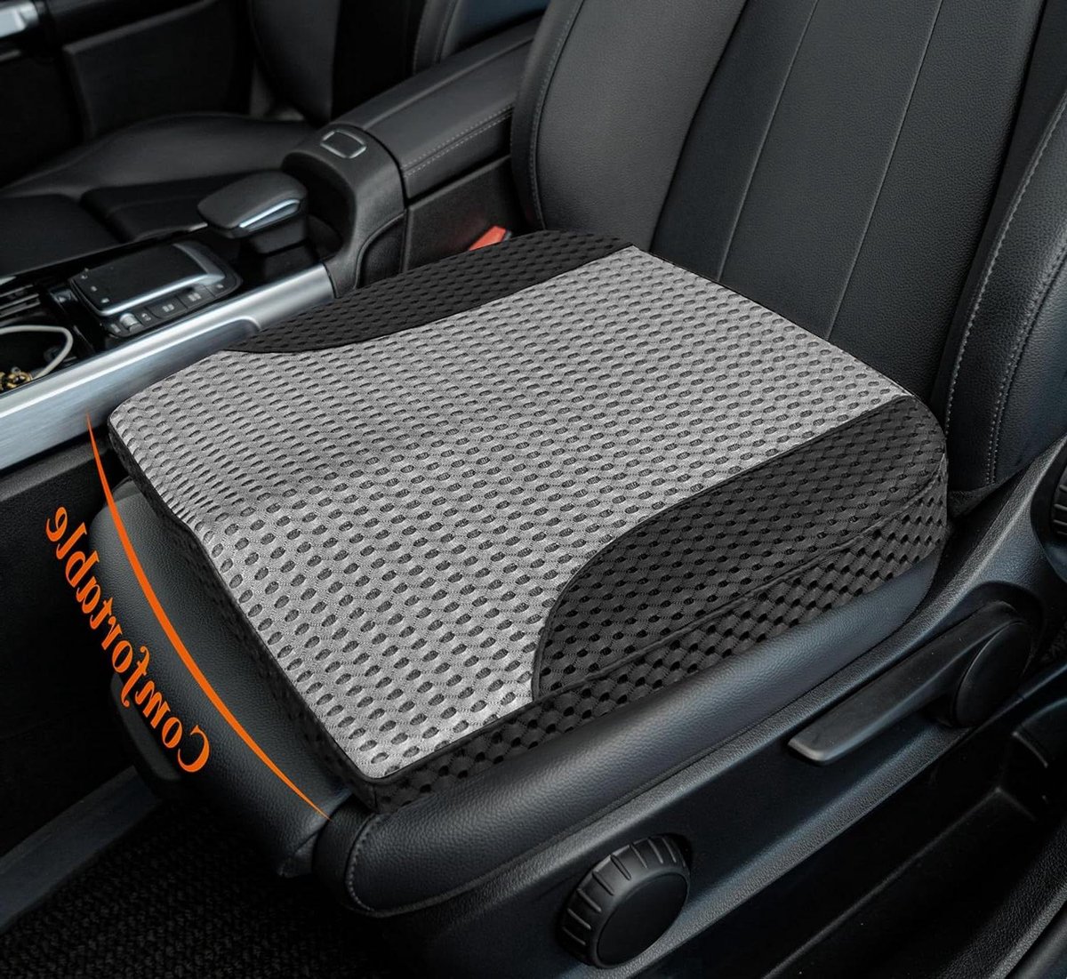 Autostoelkussen - Stoelverhoger Rijden - Rijcomfort Verbeteren - Verhoogt Zichtlijn - 2.5 inch - Grijs