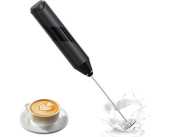 Elektrische Melkopschuimer - Cappuccino Maker - Drankjes Bereiden - Compact Reisontwerp - 12 x 6 x 1 cm - Zwart