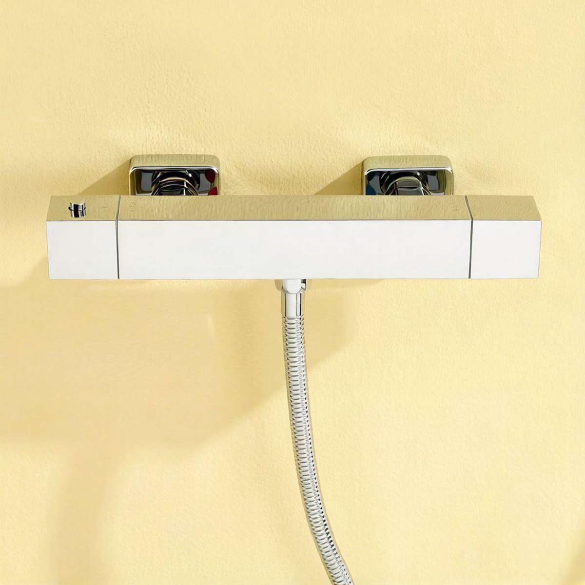 Auralum Max Thermostatische Douchekraan - 15 cm - vierkant Douchemengkraan - Waterbesparend - Met CoolTouch technologie - Inclusief koppelingen - Chroom