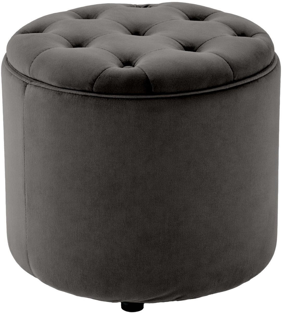 CLP Pantin - Ronde Poef met Opbergruimte - Chesterfield - Velvet - grijs