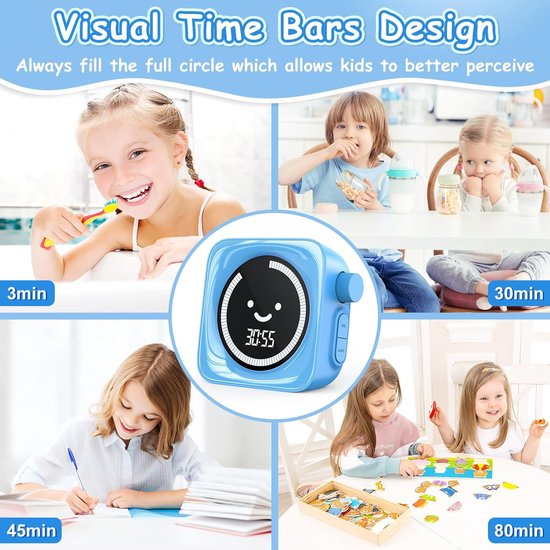 Visuele Timer - Kindertimer Aftelklok - Tijdmanagement Kinderen - Vrolijk Smiley Gezicht - 99 Minuten - Wit — afbeelding 4