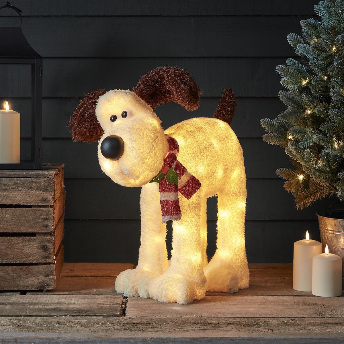 Kerstfiguur Hond - LED Decoratie - Tuin Verlichten - Met Timer - 55 cm Hoog - Warm Wit – foto 4