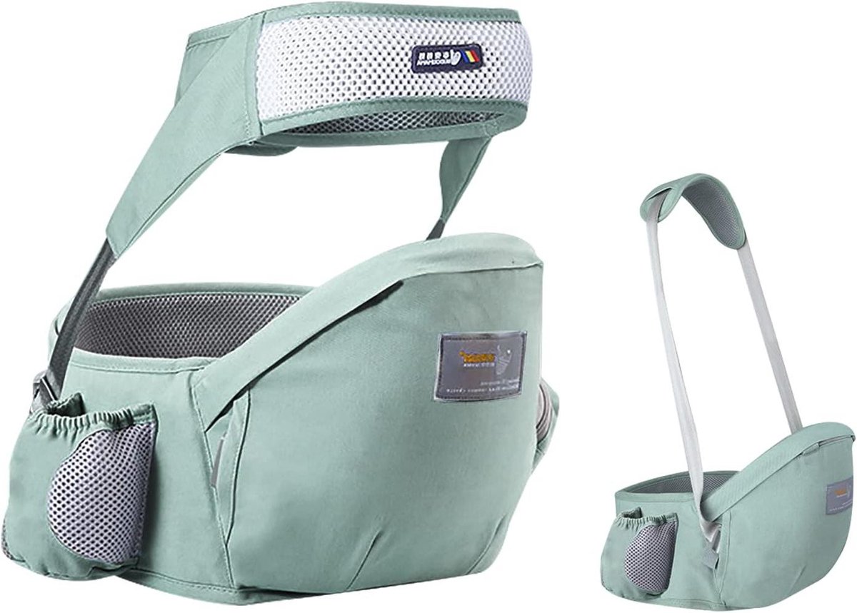 Heupzitje Babydrager - Heupkruk Drager - Comfortabel Dragen - Verstelbare Tailleband - Tot 30kg - Groen