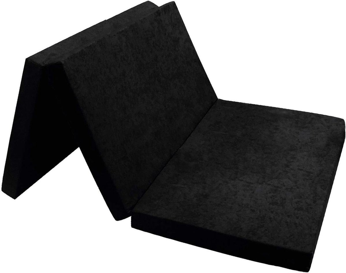 Vouwmatras Gastenmatras - Opvouwbaar Bed - Logeren en Reizen - Ruimtebesparend Ontwerp - 195x120x8 cm - Zwart