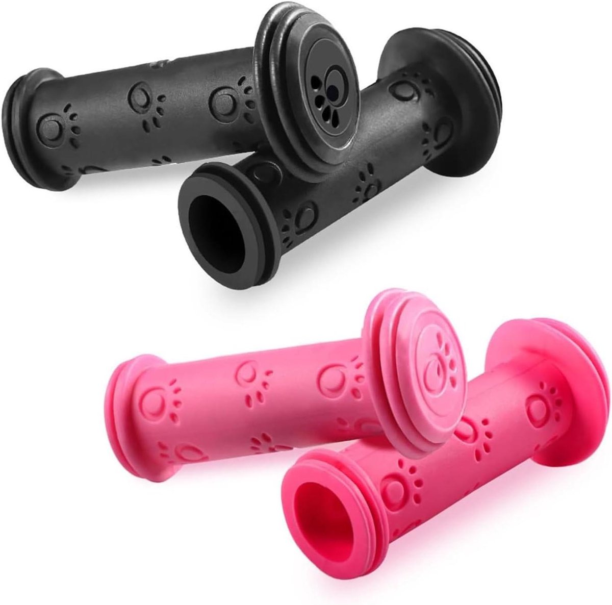 Fietshandgrepen Kinderen - Stuurgrepen Fiets - Veilig Fietsen - Antislip Rubber - 95 mm lengte - Zwart en Roze