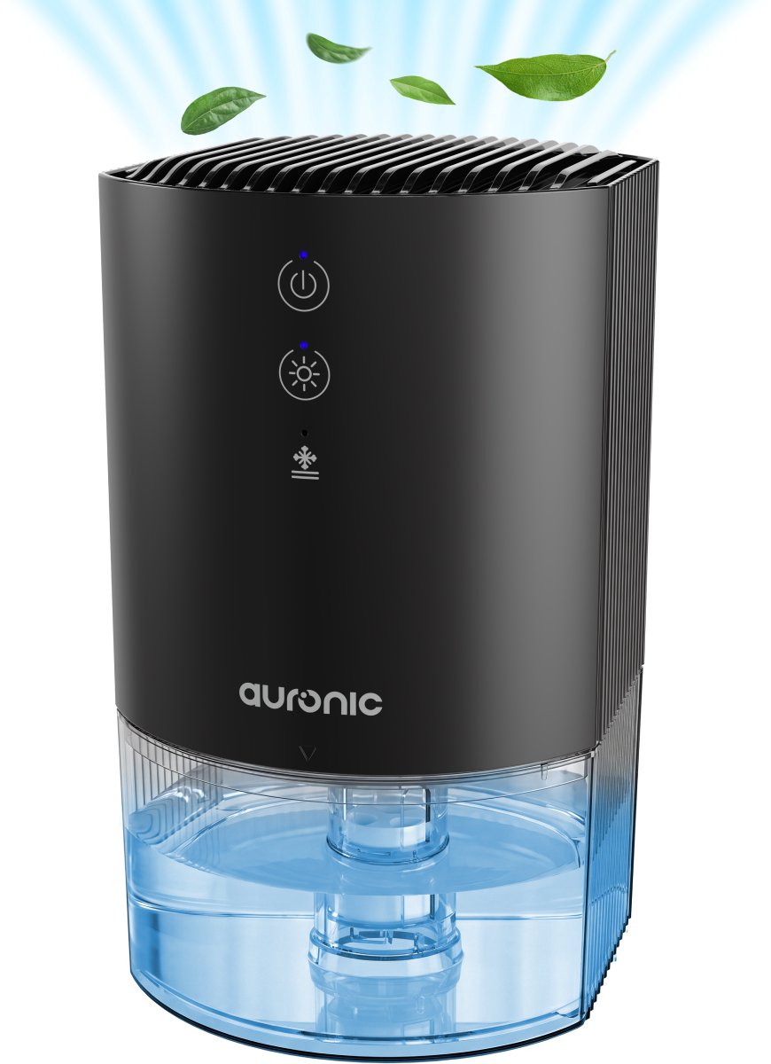 Auronic Luchtontvochtiger - Ontvochtigt 240ml Per Dag - 900ml Waterreservoir - Geluidsarm - Vochtopnemer voor in Badkamer, Slaapkamer, Kledingkast - Dehumidifier - Zwart