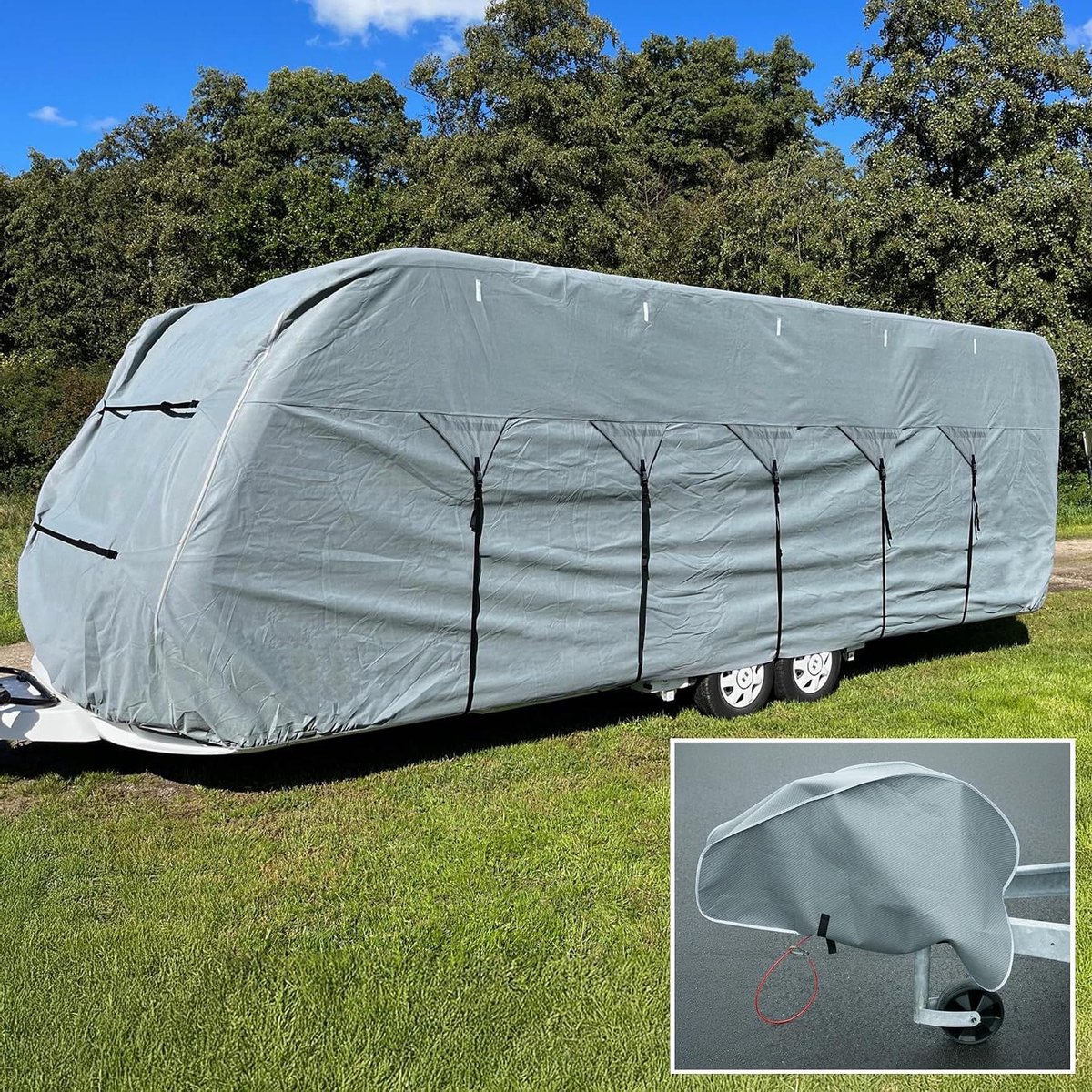 Caravanhoes - Beschermhoes Caravan - Caravan Beschermen - 4-laags Materiaal - 630-670 cm Lengte - Grijs