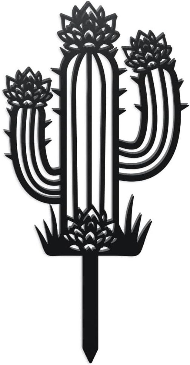 Tuinstekers Cactus - Metalen Decoratie - Tuin Aankleden - Cactus Silhouet - 18 x 36 cm - Groen