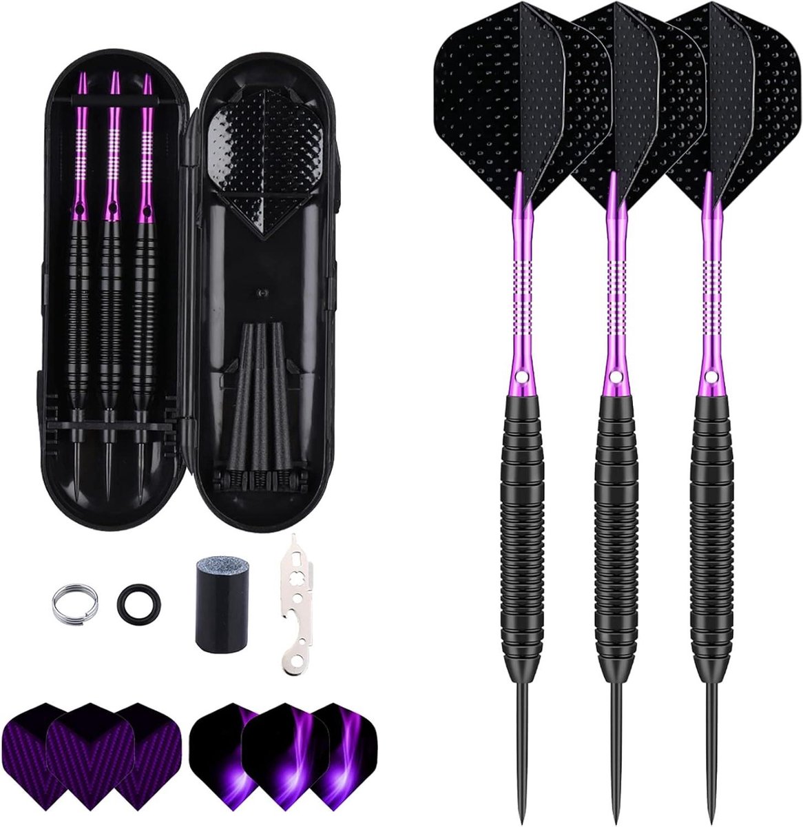 Stalen Dartset - Dartpijlen Set - Precisie Werpen - Uitstekende Grip Balans - 22 gram - Paars