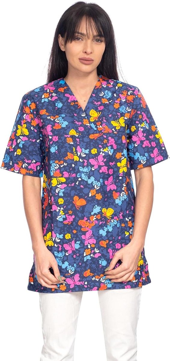Medische Uniform Tuniek - Zorg Kleding Vrouwen - Professioneel Gebruik - Ademende Katoenmix - 2 Voorzakken - Veel Kleuren