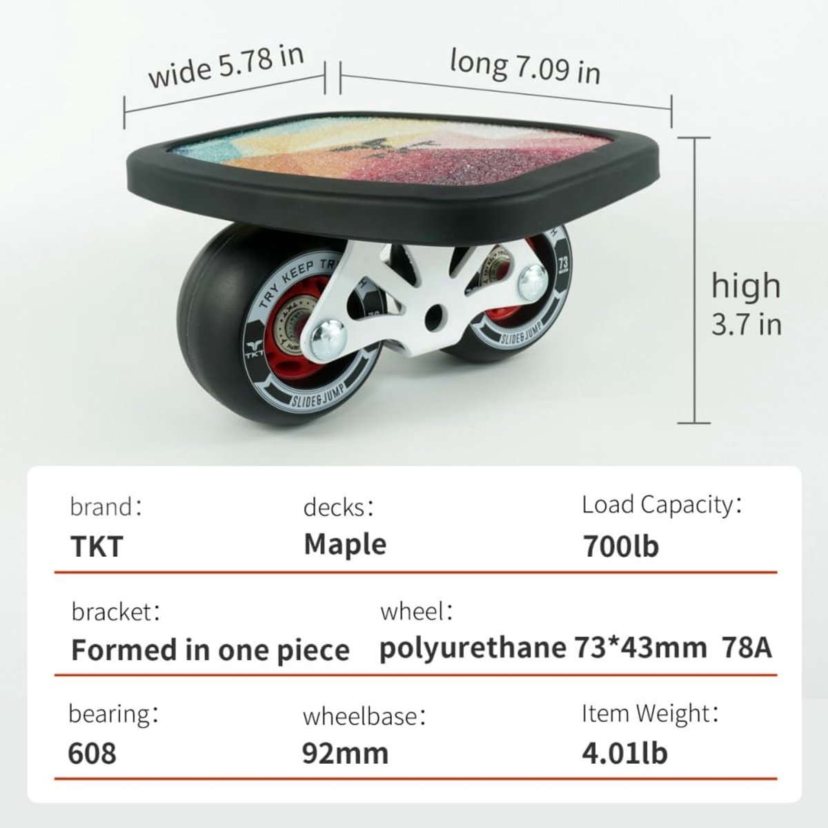 Drift Skates - Split Skateboard Free Skates - Stadsvervoer - Hoge Kwaliteit PU Wielen - 73mm Wielen - Zwart