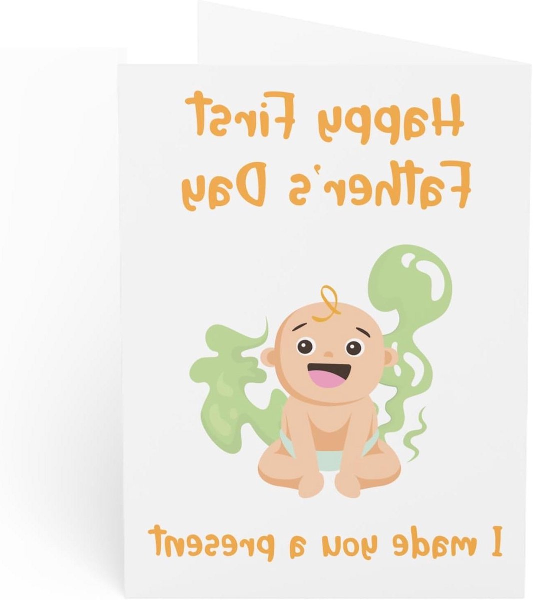 Gegraveleuk Kaart - Vaderdagkaart Baby - Vaderdag Vieren - Grappig Baby Design - 16x8 Inch - Wit