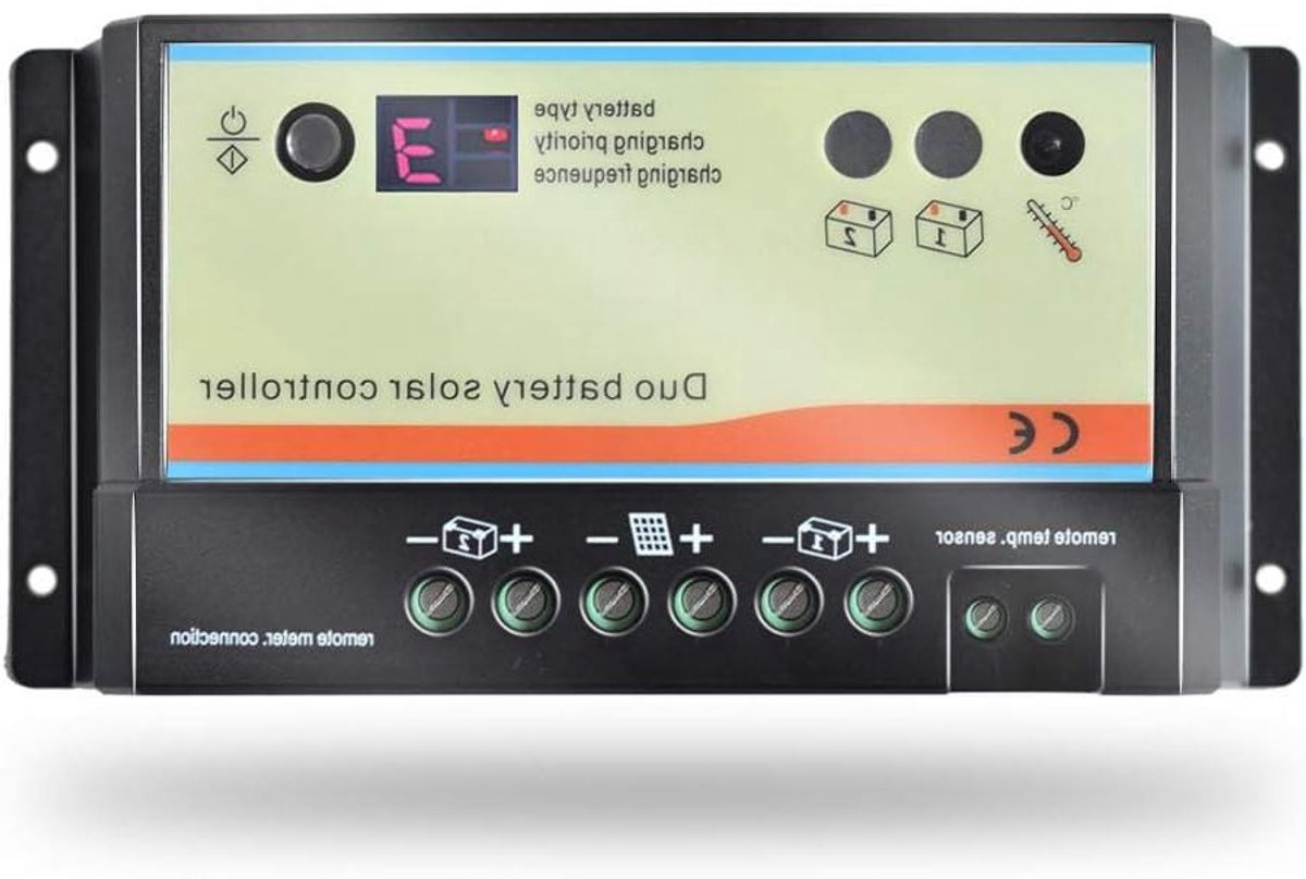 Acculader Controller - Dual Battery Charger - Zonne-energie Laden - PWM Laadtechnologie - 10A 20A - Grijs