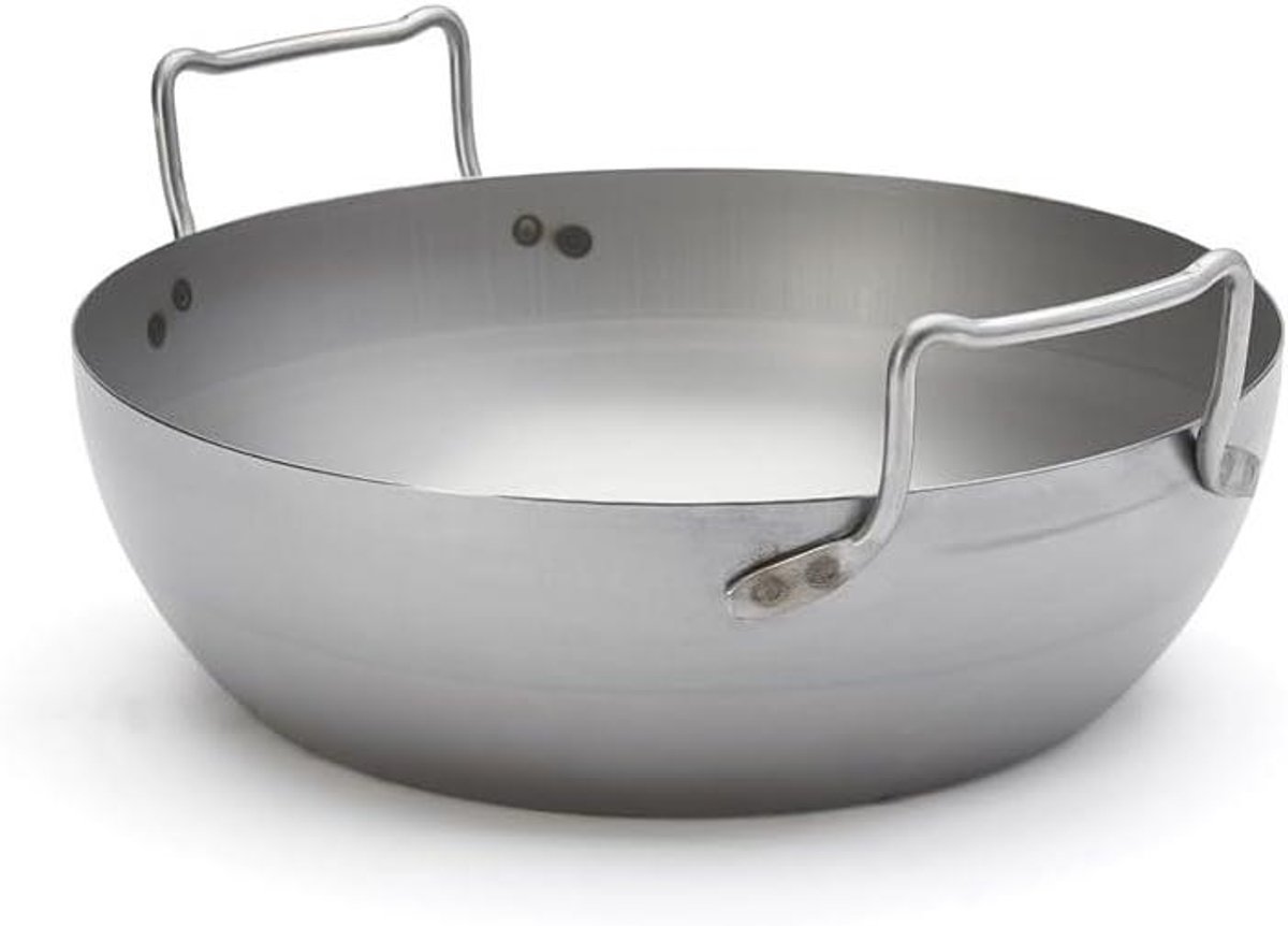 Ronde koekenpan - Gietijzeren pan - Hoge temperaturen - Onvervormbare constructie - 36 cm - Blauw