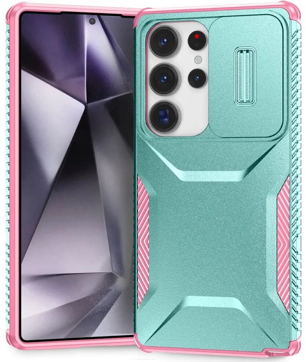 Hoesje Geschikt voor Samsung Galaxy S25 Ultra | Back Cover met Camera Slider | Schokbestendige Case | Camera Cover | Stevig | Blauw