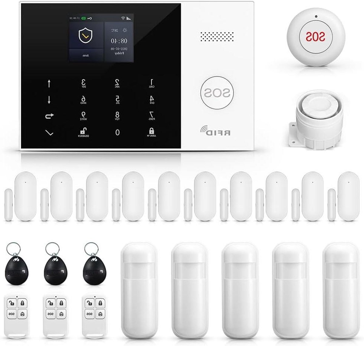 Draadloos Alarmsysteem - Woningbeveiliging App - Huis Beveiligen - 4G Wifi Dubbel Netwerk - 120 Decibel - Zwart