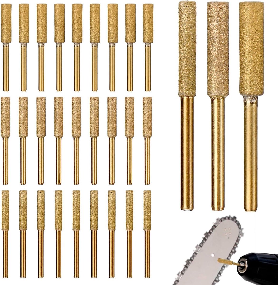 Kettingzaag Slijpers - Metaal Slijpen - Gereedschap Onderhoud - Titanium Gecoat - 30 Stuks - Metaal