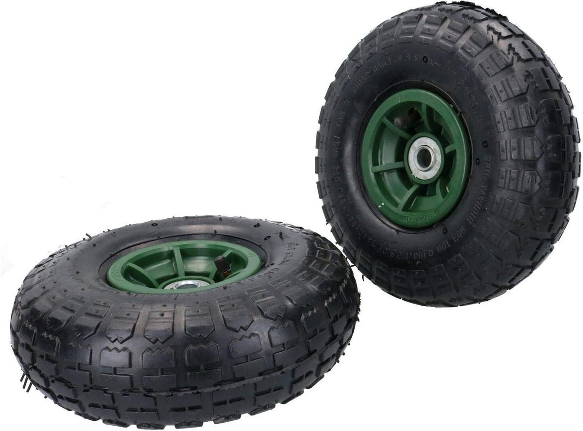 Wielen Set - Luchtbanden Trolley - Transport Werk - Stalen Velg - 250 mm Diameter - Zwart